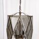 Vintage handmande octagonal glass and brass pendant lantern, Italy