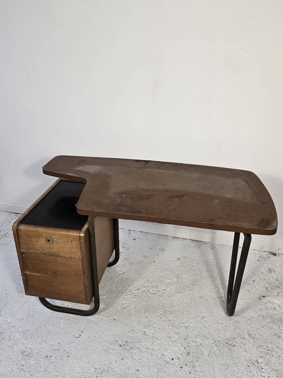 Mobilor Desk CAB Roger Charroy – modernist metal wood 1950 vintage