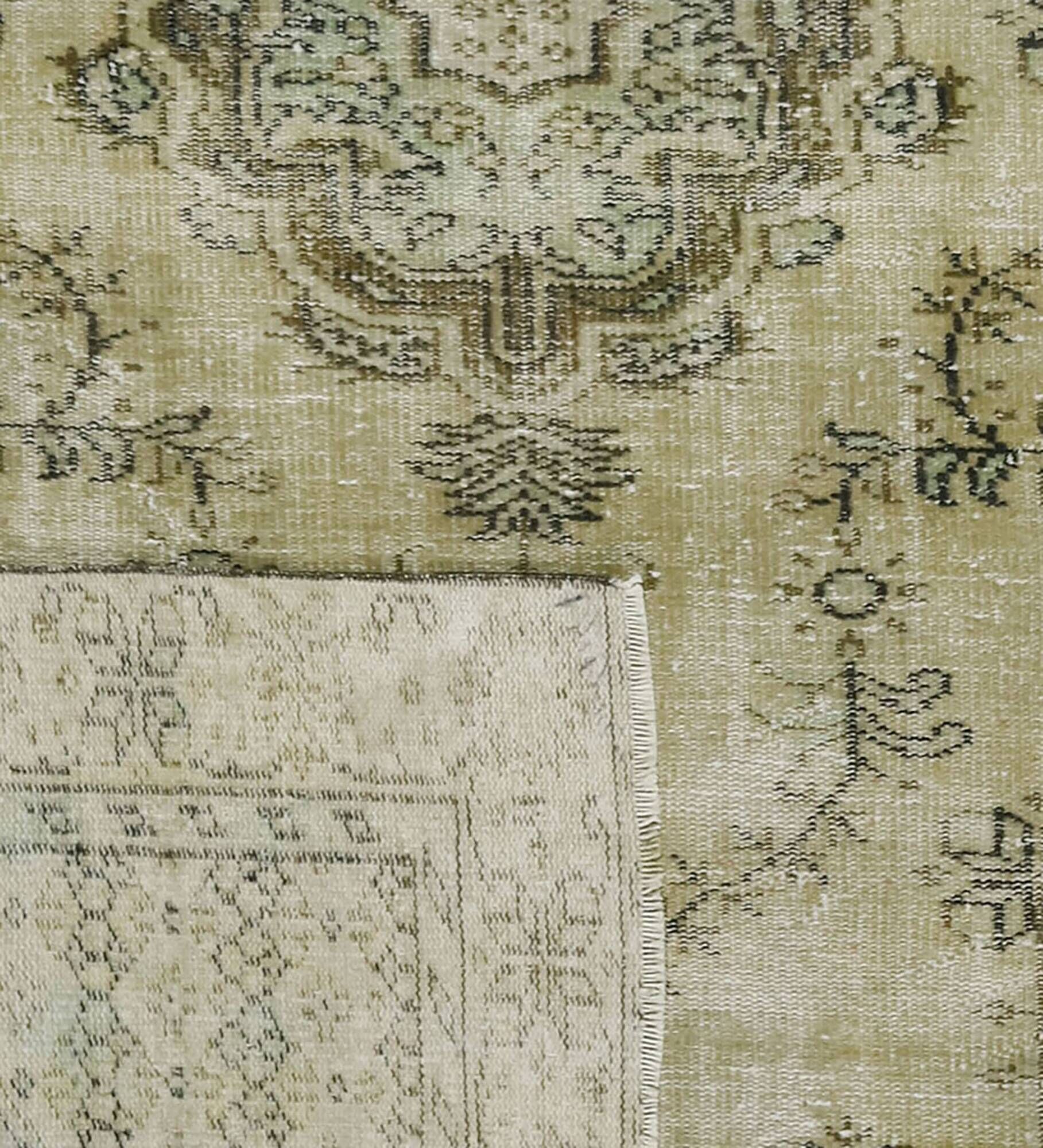 Vintage Turkish Medallion Rug Beige Green 265 x 168 cm