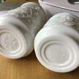 Set 2 hermetic jars white opal glass