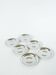 Set of 6 chrome metal coasters, Design, 1970