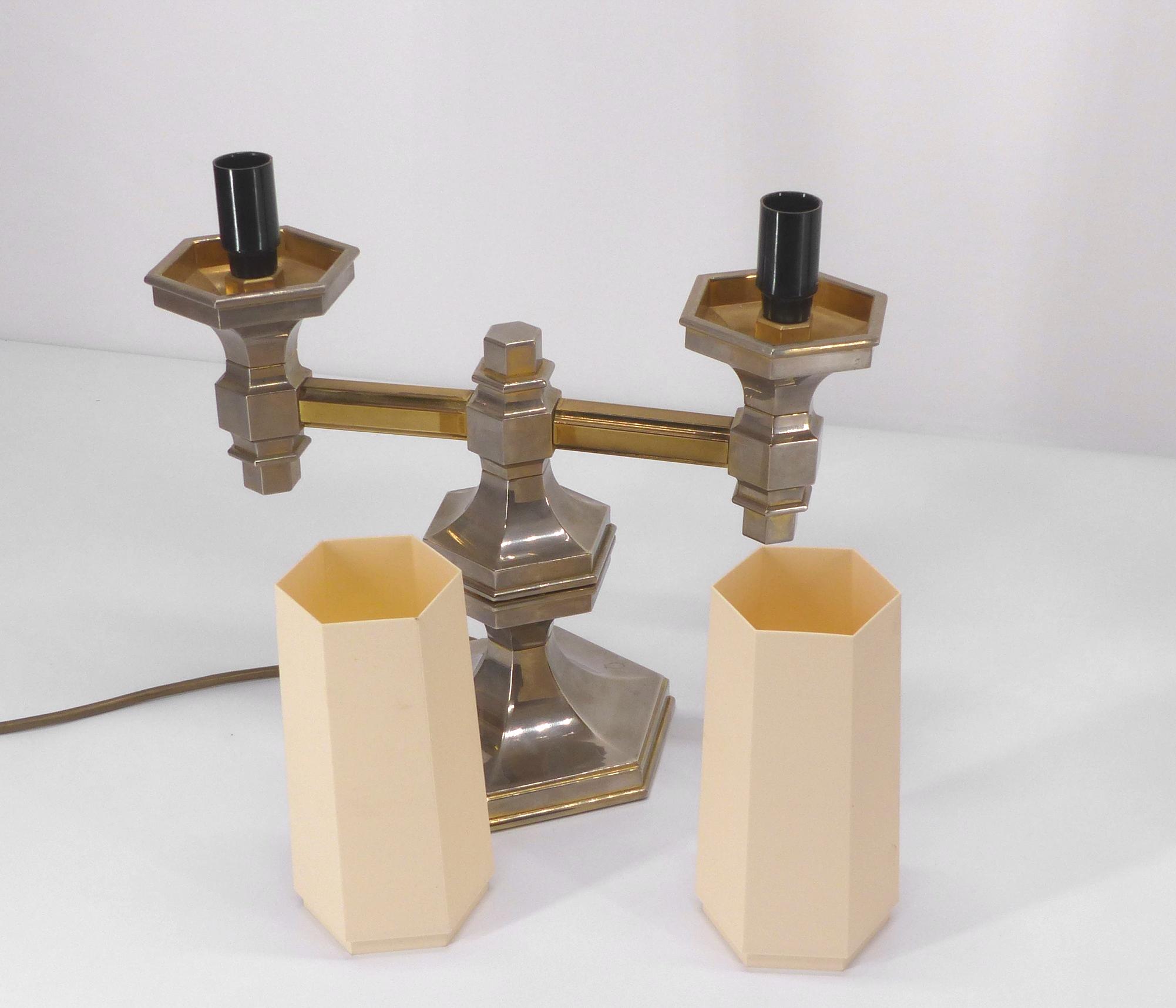 Pair of candelabra lamps in chromed metal Nagel 1970