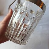 Cut crystal ice bucket, silver-plated metal, marked, cooler service.