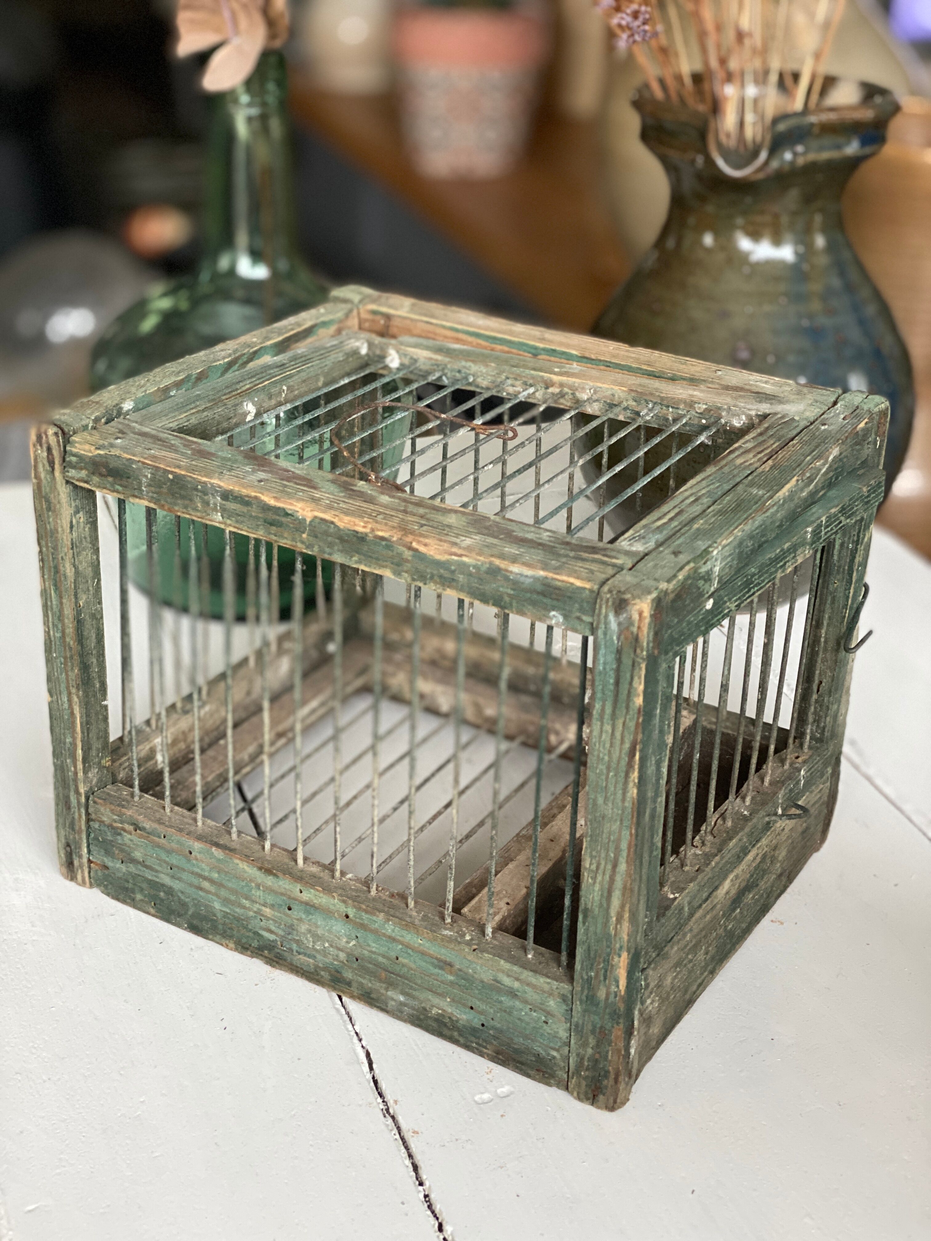 Cage à oiseaux en bois et acier