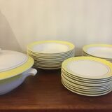 Service Gien creation Primefleur model Françoise 60s Yellow edges, two grey straighteners