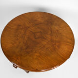 Art Deco round pedestal table in walnut veneer, circa 1930