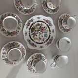 Tea set (6 cups and saucers, a large plate, a milk jug and a sugar jug)
