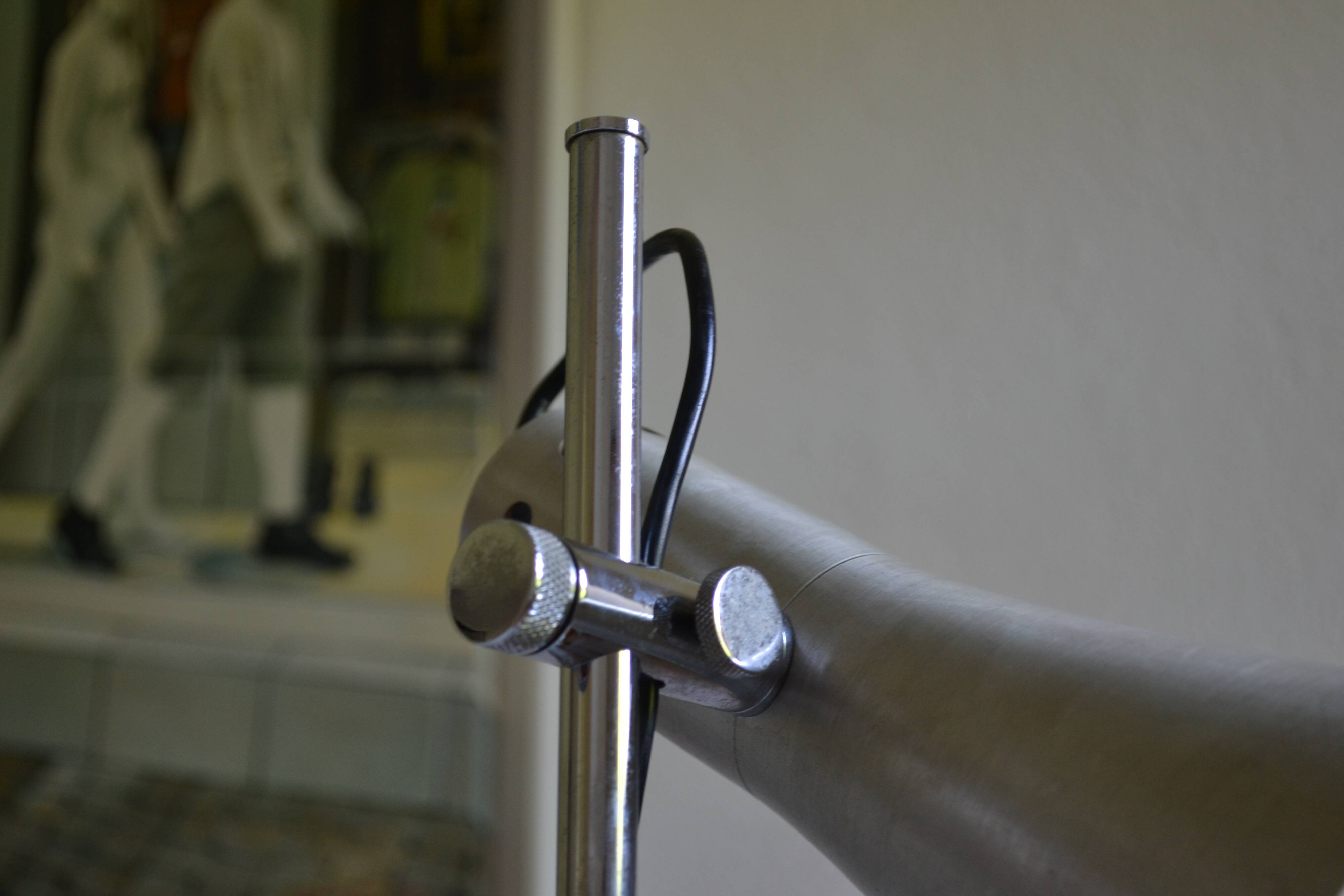 Brushed aluminium and chrome metal desk lamp 70's 1970