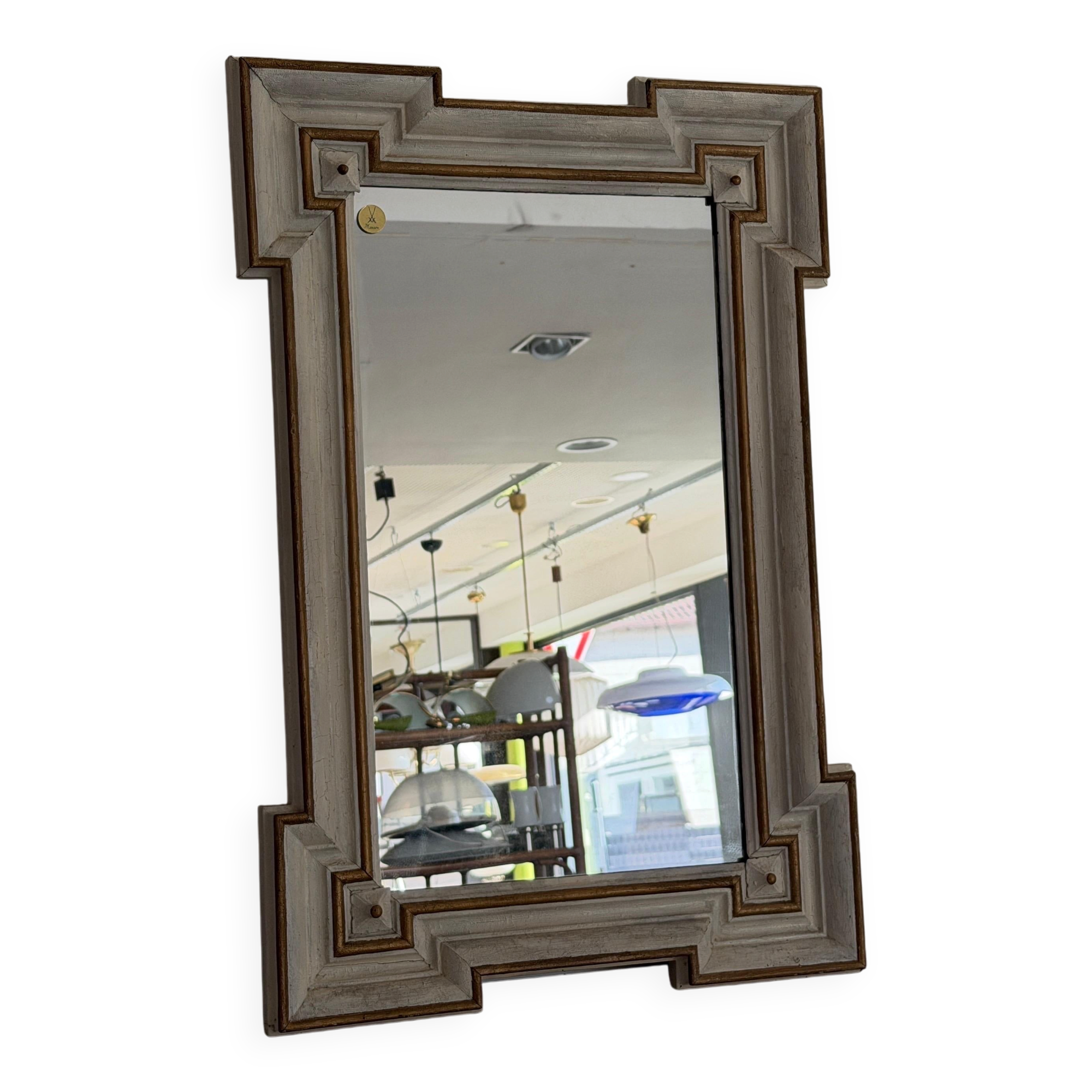 Art Nouveau wall mirror with a coloured gold frame by Meissen, 1930s, Germany.