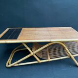 Rattan and ceramic coffee table