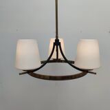 Brass chandelier and white opalines