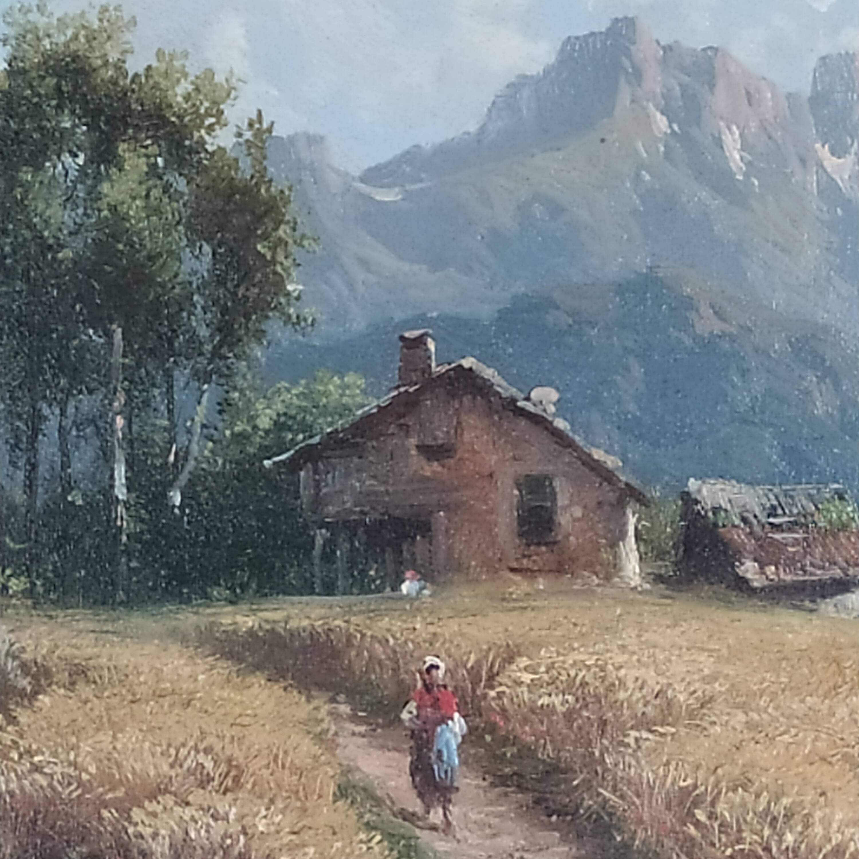 Oil on canvas signed Emile Gochaux Pyrenees, circa 1900