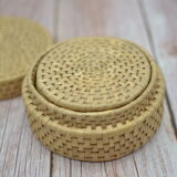 Set of 6 wicker coasters with their storage box