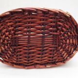 Wicker storage basket, oval and lined with fabrics, with lid