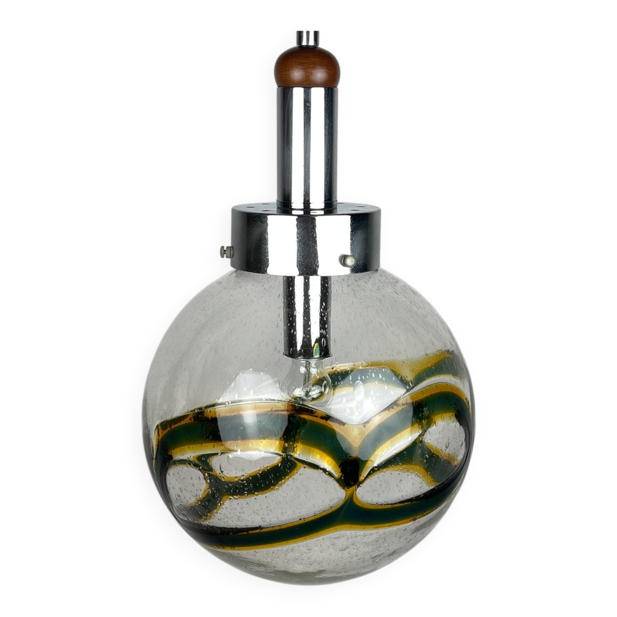 Large vintage swirling Murano glass pendant light, 1970s
