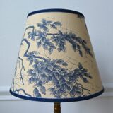 Jouy fabric lampshade, blue foliage pattern