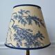 Jouy fabric lampshade, blue foliage pattern