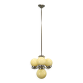 Chandelier Art Déco en chrome et verre opalin, années 1930