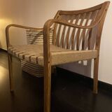 Restored wooden armchair - seat in woven jute