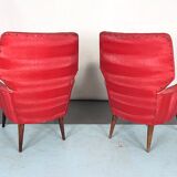 Paire de fauteuils rouges. Italie des années 1950
