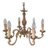 Genuine bronze chandelier Lucien Gau Paris 6 lights from the 60s