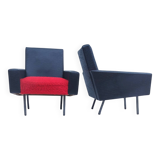 Retro armchair in black and red skai (1)