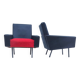 Fauteuil retro en Skaï noir et rouge (1)