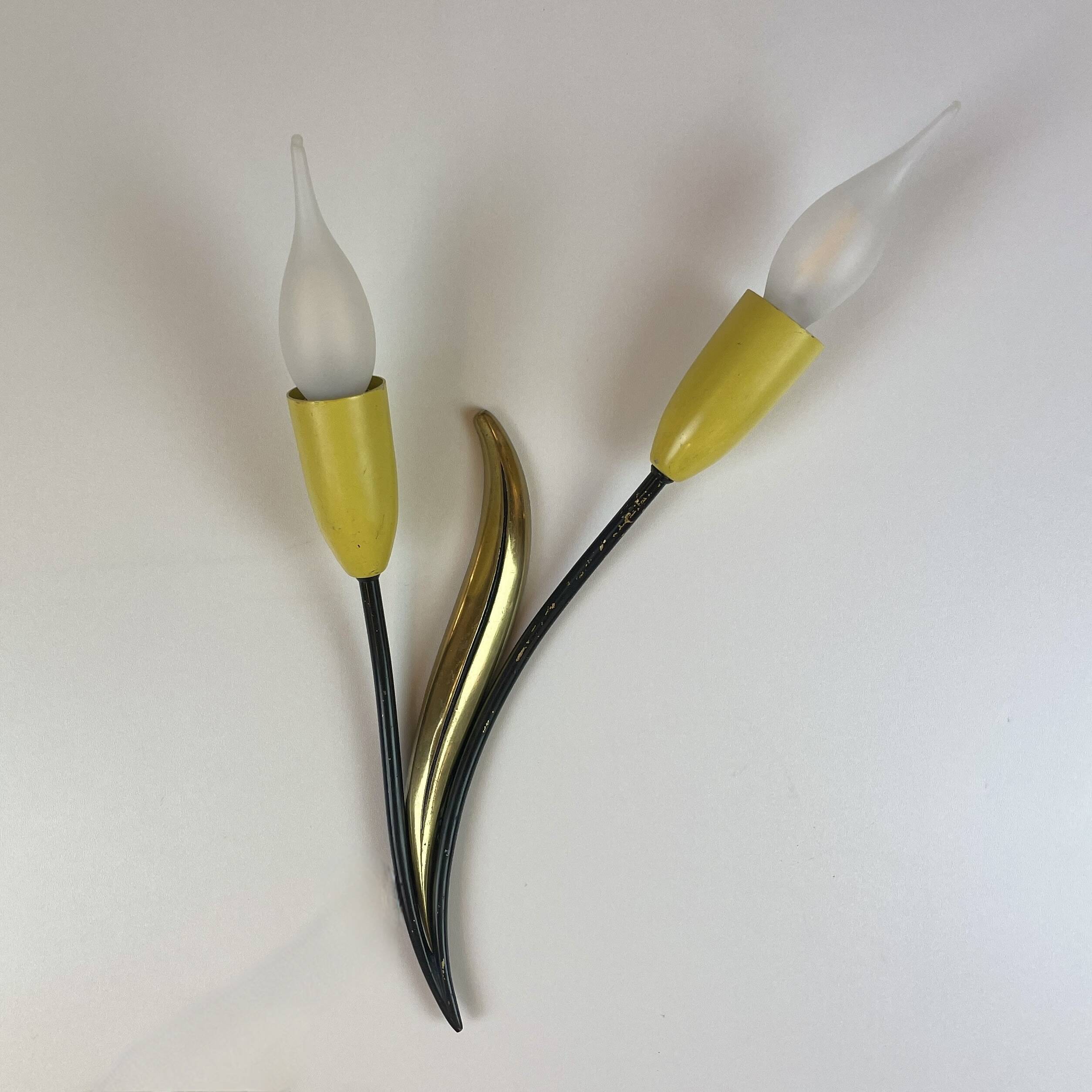 Mid-Century Floral Wall Lamps from 1950'
