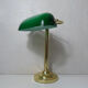 Brass green banker's lamp and vintage glass paste