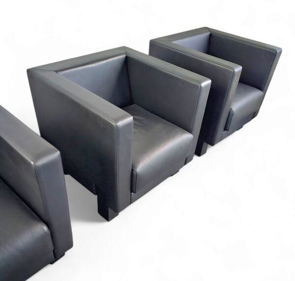 4 x Fauteuils / canapé Poltrona Frau Moji en cuir noir par Shigeru Uchida