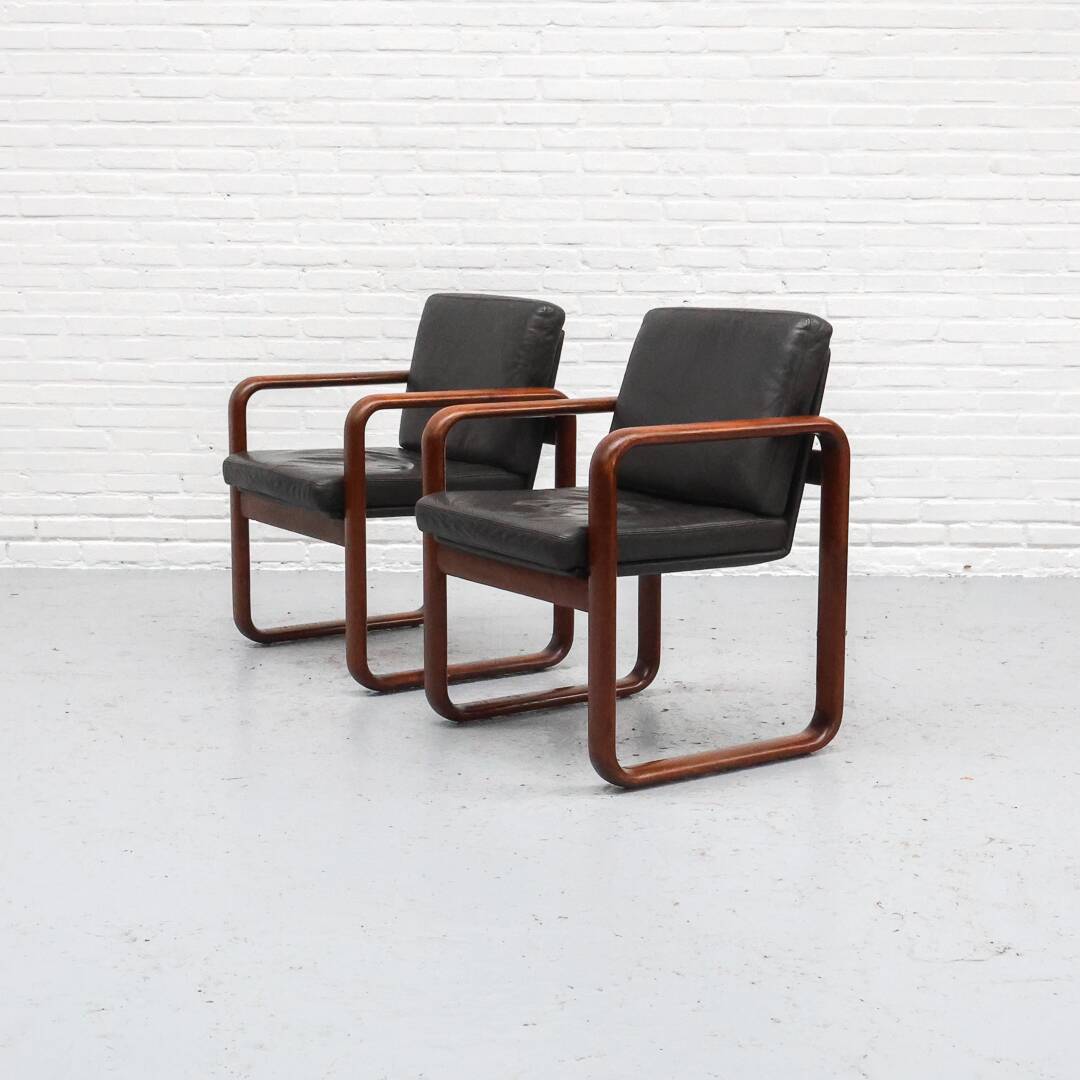Fauteuil en frêne et cuir par Burkhard Voghterr pour Rosenthal, années 1970