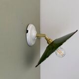 Vintage wall lamp with green and white enamelled sheet metal shade