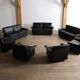 Dieter Rams Model 620 two seater sofa in black leather for Vitsoe, 1980s
