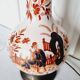 Lampe à gaz électrifiée en porcelaine chinoise peinte à la main