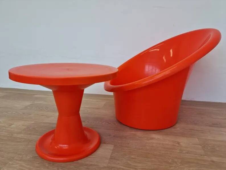 Skopa Lounge Chair and Table, Ole Gjerløv Knudsen & Torben Lind, Ikea, 1970s
