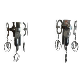 Pair of chrome metal wall lights 1970