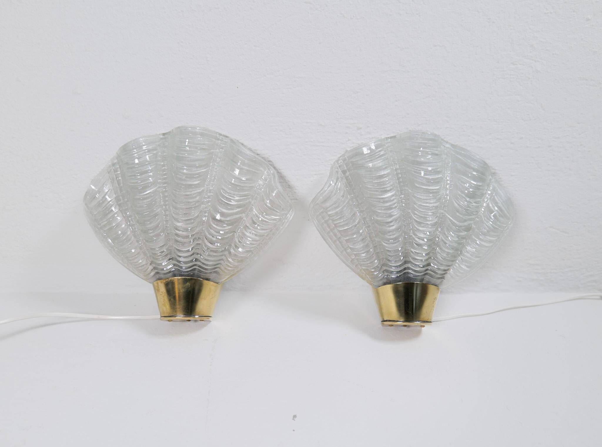 Midcentury Modern wall sconces pair ASEA, "Shell", 1950s, Sweden
