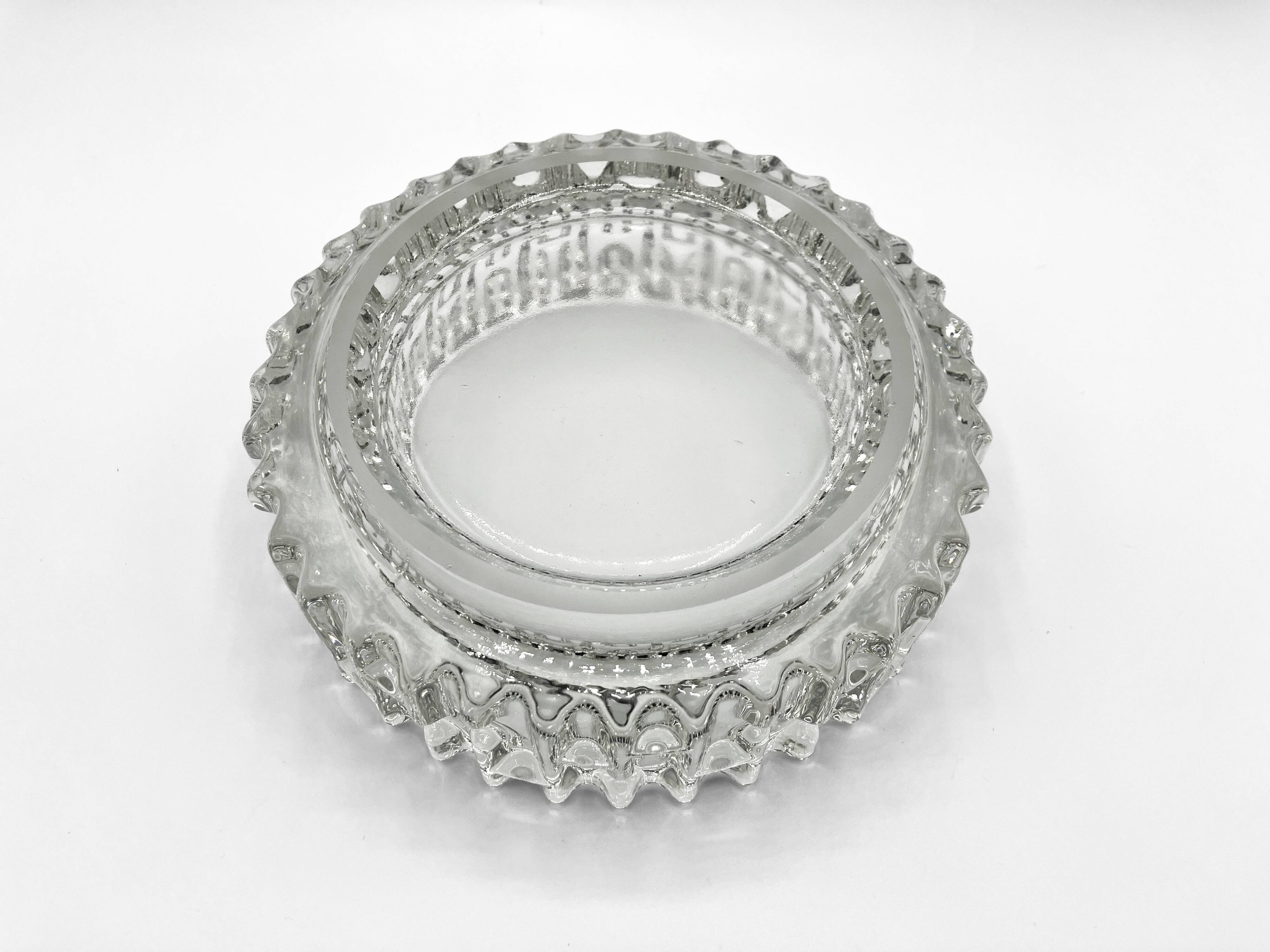 SKLO UNION pocket emptier • Hermanova hut glassworks • Design Frantisek Vizner • 1965 • Pressed glass