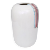 White Ceramic Vase with Hand Painted Details by Ambrogio Pozzi,