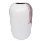 Vase en céramique blanche avec détails peints à la main par Ambrogio Pozzi,