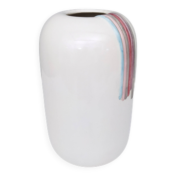 White Ceramic Vase with Hand Painted Details by Ambrogio Pozzi,