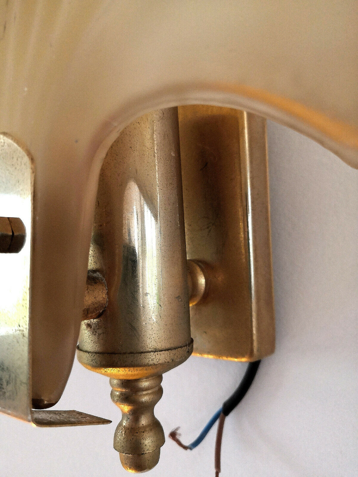 Wall lamp shell glass and brass design 70s