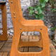 Children's wooden and formica desk and sled chairs 1970