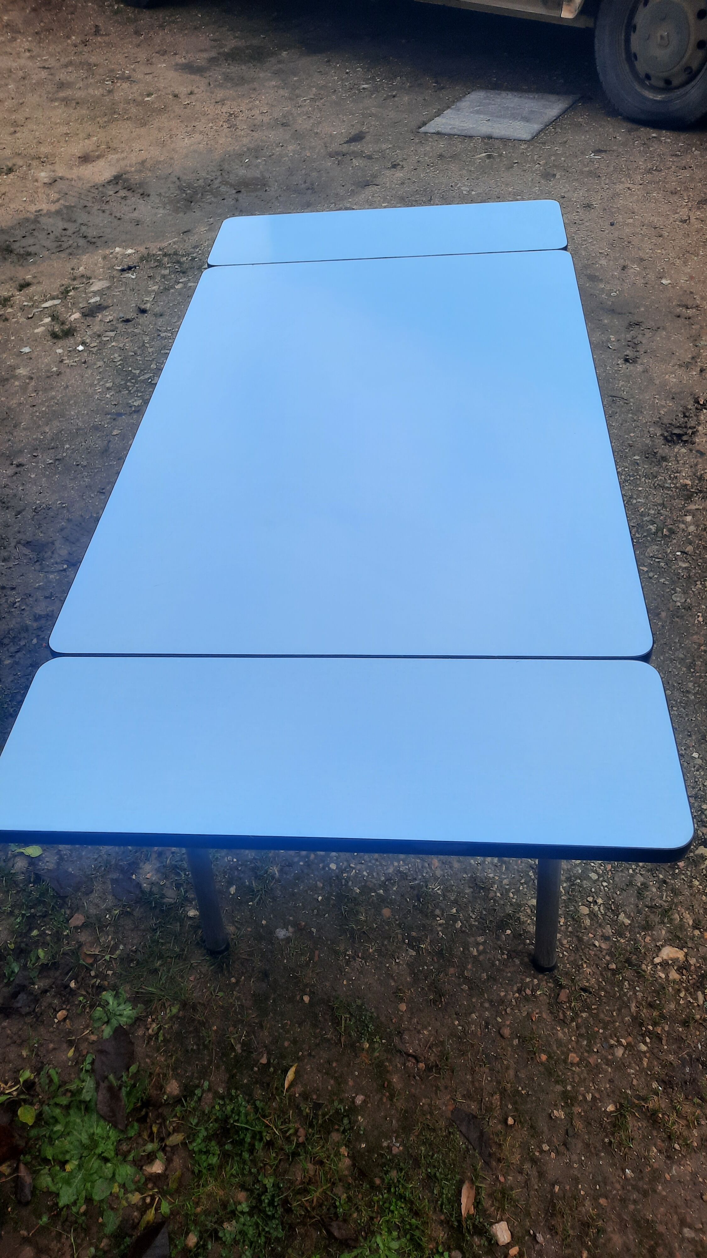 Blue formica table