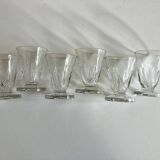 Set de 6 verres shots modernistes en cristal taillé côtes plates 1950