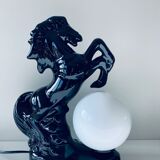 Ceramic and opaline horse lamp