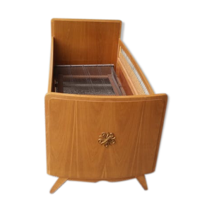 Berceau vintage en bois - rotin