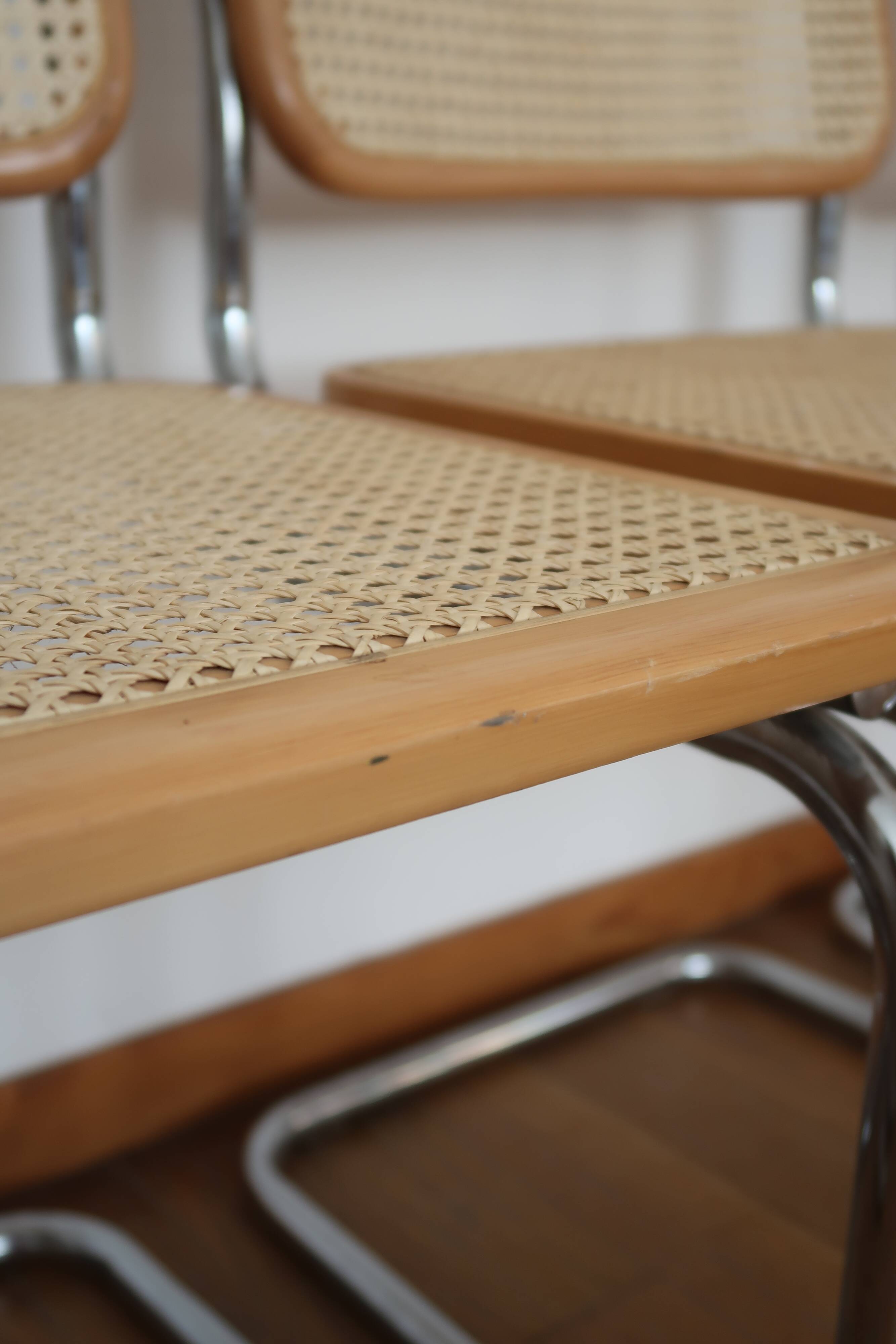 4 chairs cannage and chrome