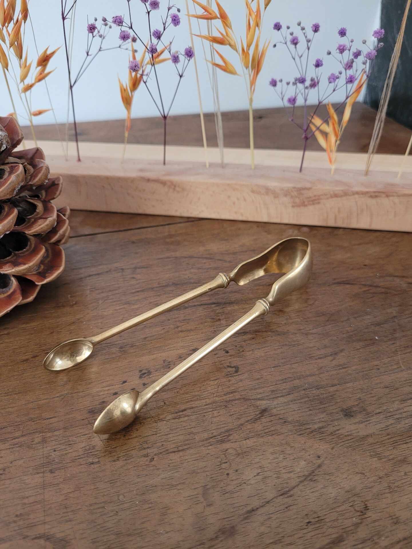 Golden metal sugar tongs