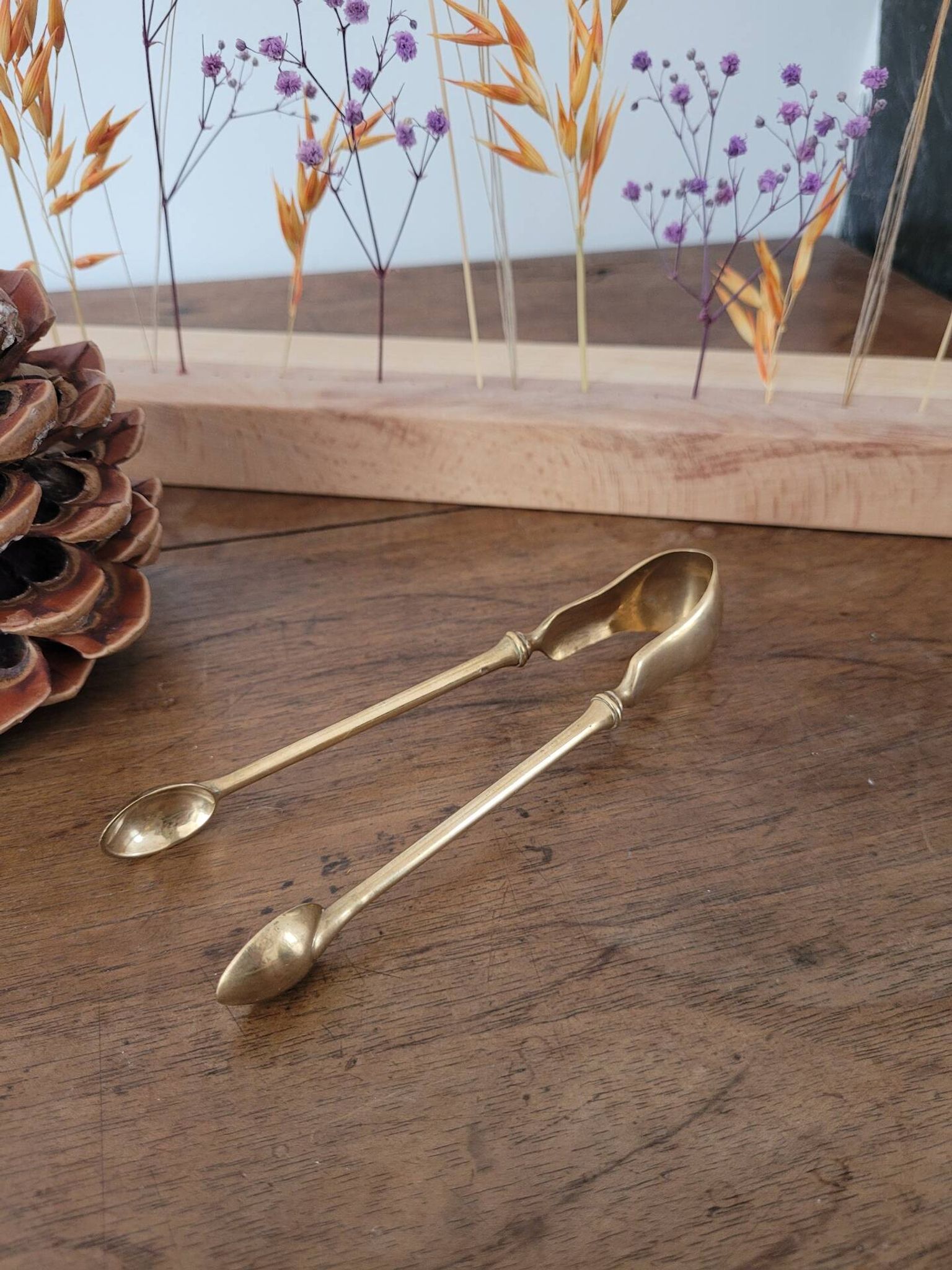 Golden metal sugar tongs